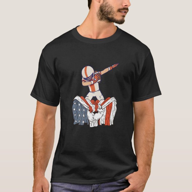 Baseball Softball Player with American Flag Premiu T-Shirt (Front)