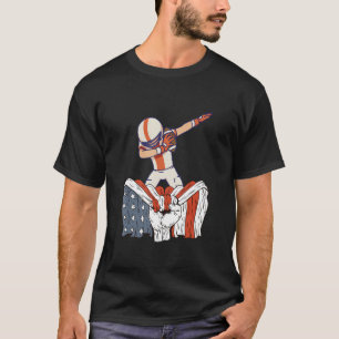 Baseball Softball Player with American Flag T-Shirt