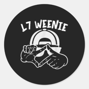 Baseball Softball Season L7 Weenie Funny Boys Kids Classic Round Sticker
