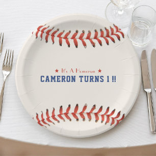 Baseball Softball Sport 1st Birthday Party Paper Plate