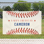 Baseball Softball Sport Happy Birthday Party Banner<br><div class="desc">Red white and blue baseball / softball happy birthday party banner.  Personalise it with your name.  Great for sports fans or athletes.</div>