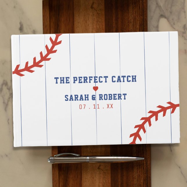 Baseball Softball Sport Heart Pinstripe Wedding Guest Book (Baseball Softball Sport Heart Pinstripe Wedding Guest Book
)