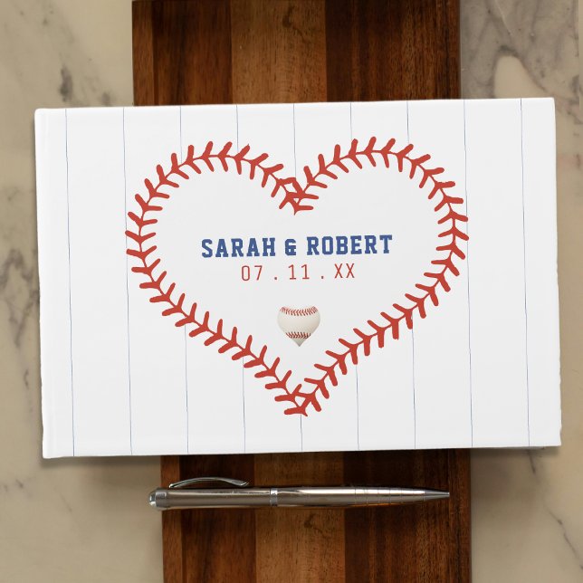 Baseball Softball Sport Heart Pinstripe Wedding Guest Book (Baseball Softball Sport Heart Pinstripe Wedding Guest Book
)