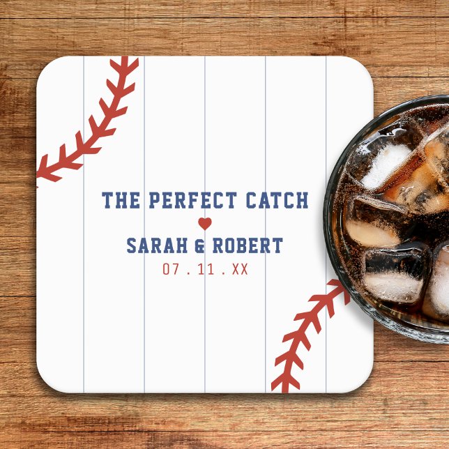 Baseball Softball Sport Heart Pinstripe Wedding Square Paper Coaster (Baseball Softball Sport Heart Pinstripe Wedding Square Paper Coaster
)
