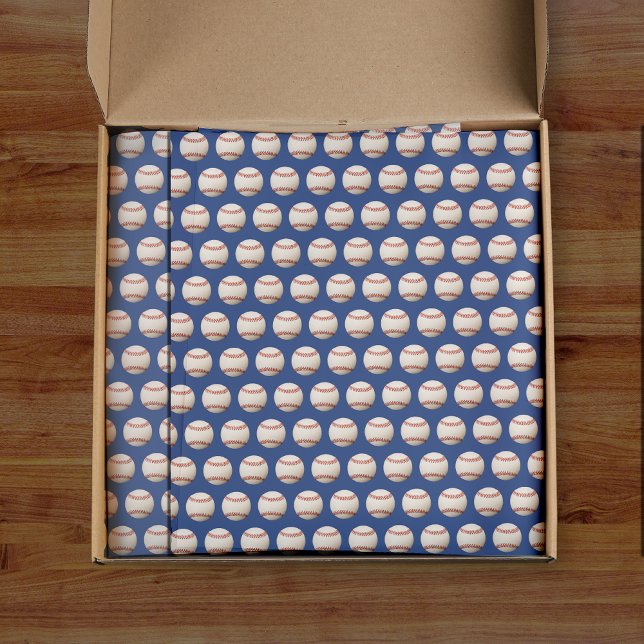 Baseball Softball Sport Pattern Red White & Blue Tissue Paper (Creator Uploaded)