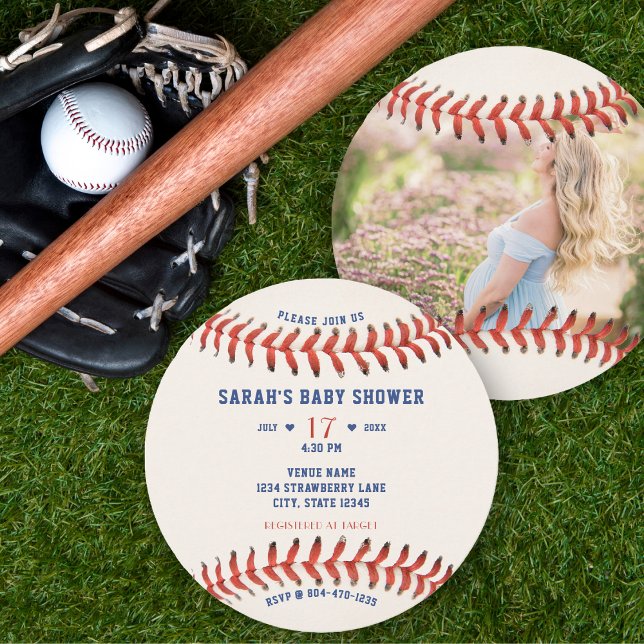 Baseball Softball Sport Photo Baby Shower Invitation (Baseball Softball Sport Photo Baby Shower Invitation)