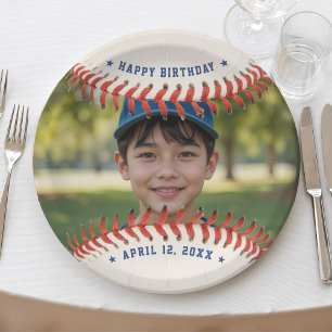 Baseball Softball Sport Photo Happy Birthday Party Paper Plate
