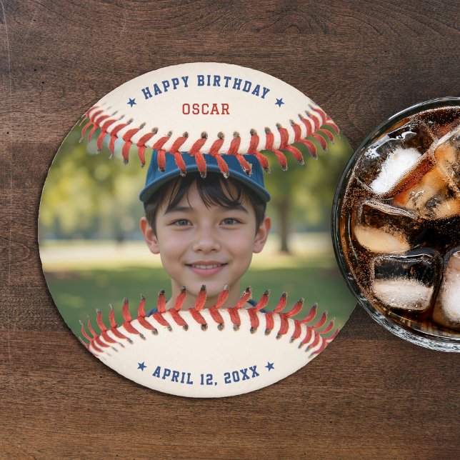 Baseball Softball Sport Photo Happy Birthday Party Round Paper Coaster (Baseball Softball Sport Photo Happy Birthday Party Round Paper Coaster
)