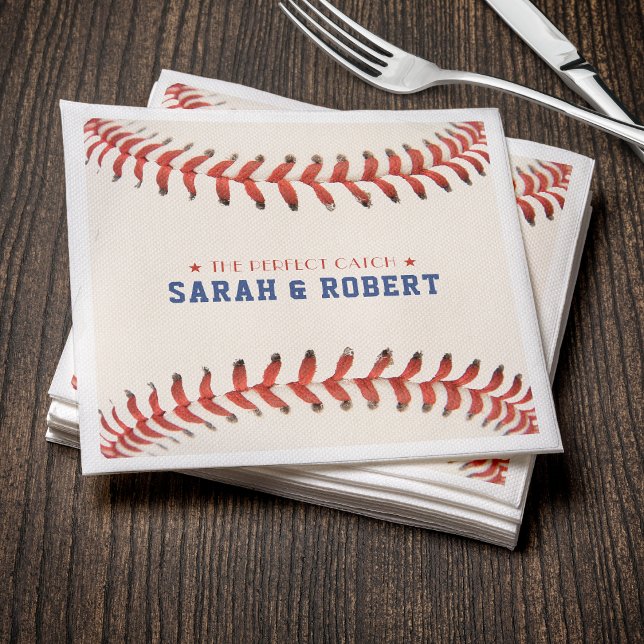 Baseball Softball Sport The Perfect Catch Wedding Napkin (Creator Uploaded)