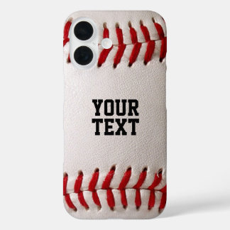 Baseball Softball Stitching Custom Text iPhone 16 Case