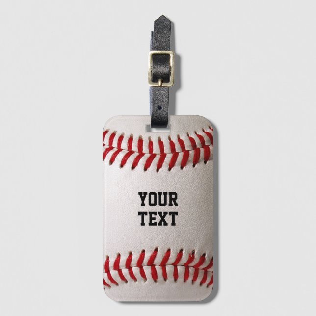 Baseball Softball Stitching Custom Text Luggage Tag (Front Vertical)
