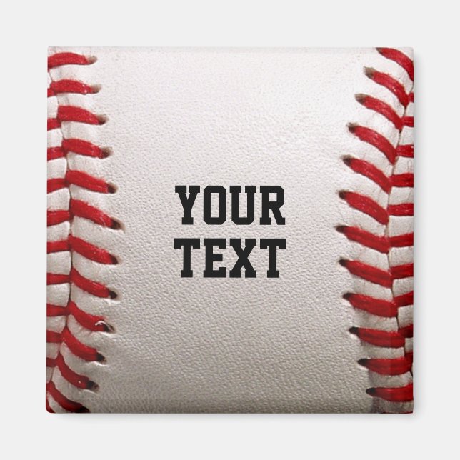 Baseball Softball Stitching Custom Text Magnet (Front)