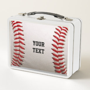 Baseball Softball Stitching Custom Text Metal Lunch Box