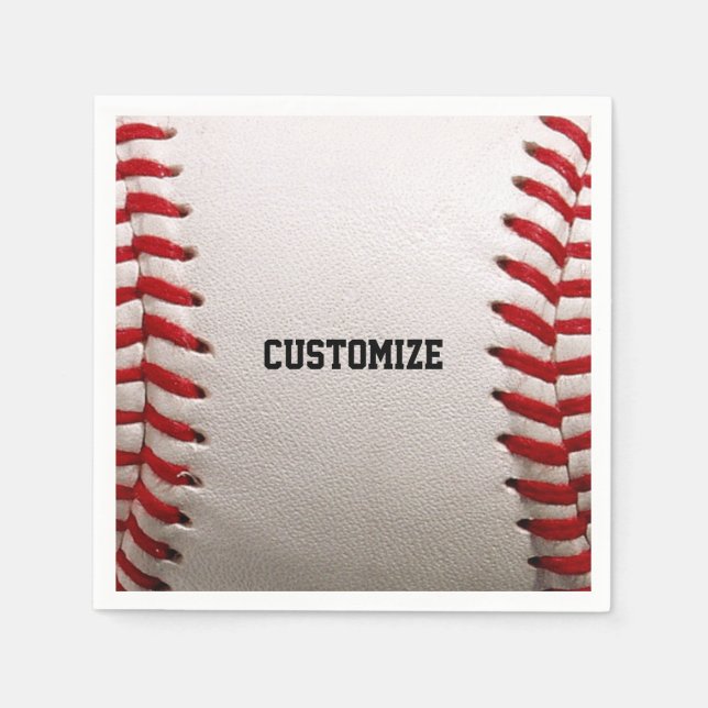 Baseball Softball Stitching Custom Text Napkin (Front)