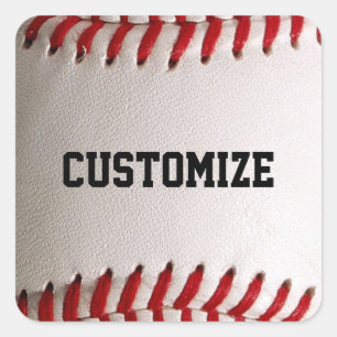 Baseball Softball Stitching Custom Text Square Sticker