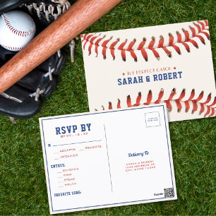 Baseball Softball The Perfect Catch Wedding RSVP Postcard