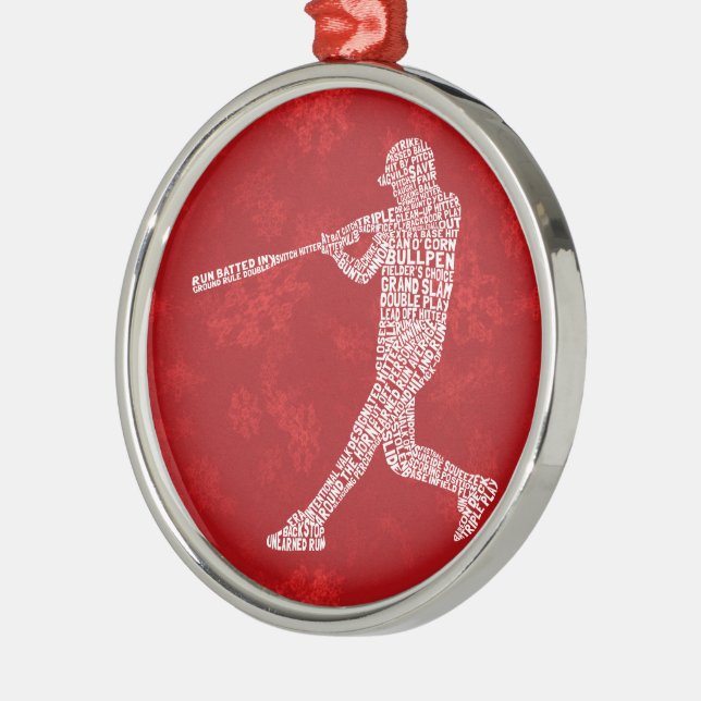Baseball Softball Typographic Christmas Ornament (Left)