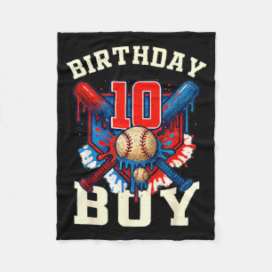 Baseball Splash Drip 10th Birthday Srts Lover Boy Fleece Blanket