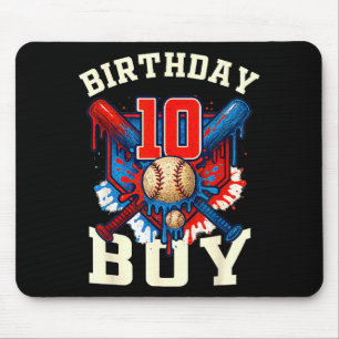 Baseball Splash Drip 10th Birthday Srts Lover Boy Mouse Pad