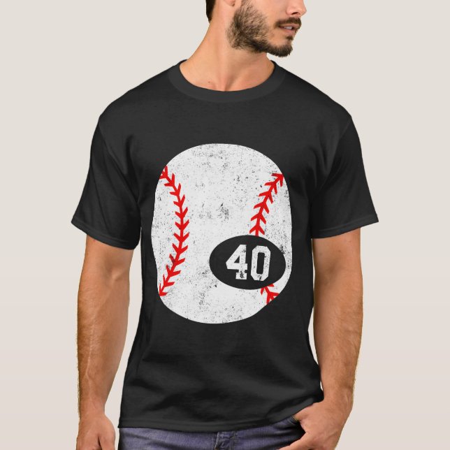 Baseball Sport 40 Jersey Number Distressed funny T-Shirt (Front)