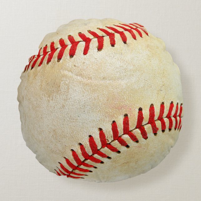 Baseball sport ball game play dirty old round cushion (Front)