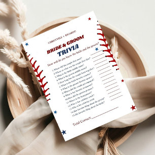 Baseball Sport bride & Groom Trivia Game Card