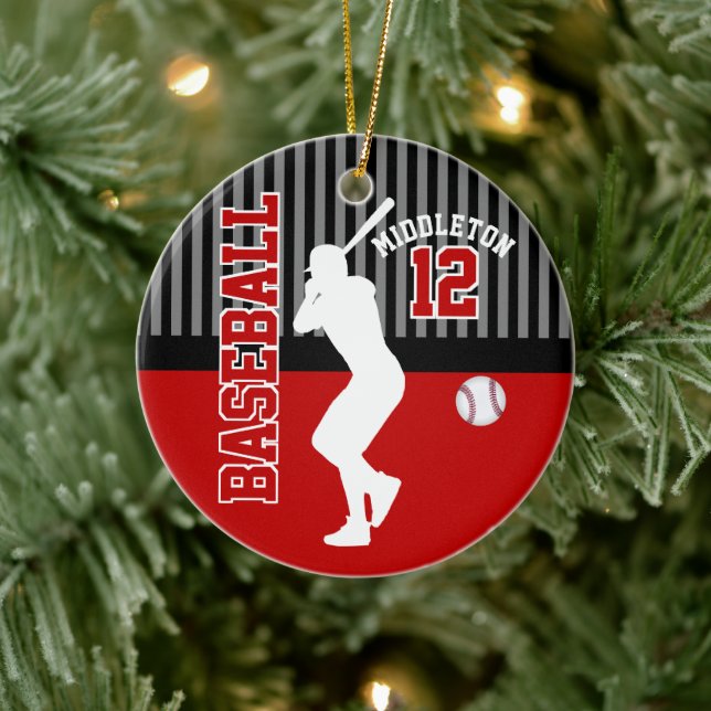 Baseball Sport - Dark Red Ceramic Ornament (Tree)