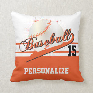 Baseball Sport   DIY Name & Number   Orange Cushion