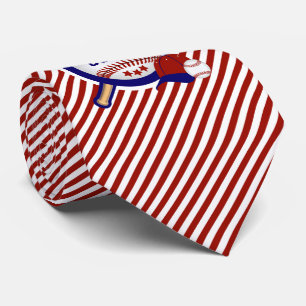 Baseball Sport in Dark Red and White Stripes Tie