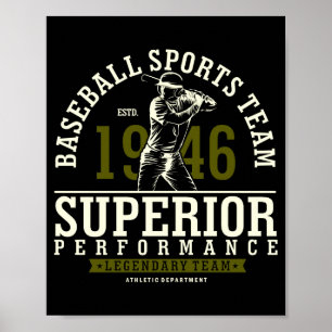 Baseball Sport Team Estd 1946 T Shirt Poster