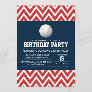Baseball sport theme birthday boy party invitation