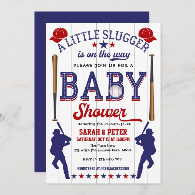 Baseball, Sport theme, Couple Baby Shower Invitation (Front/Back)