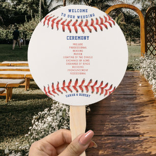Baseball Sport Wedding Program Hand Fan