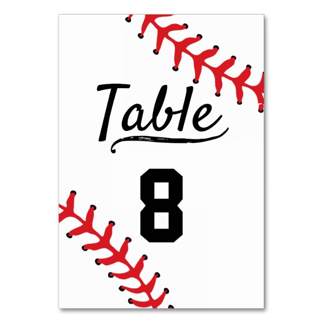 Baseball Sport Wedding Reception Table Number (Front)