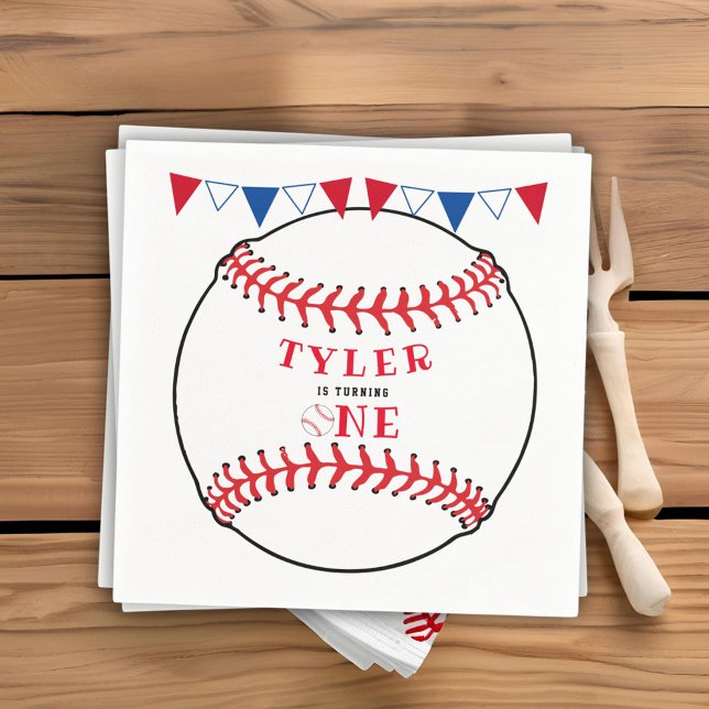 Baseball Sports 1st Birthday Party Napkin (Creator Uploaded)