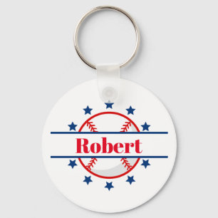 Baseball sports add name keychain