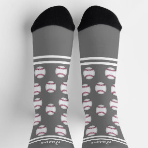 baseball sports  add your name or text grey  socks