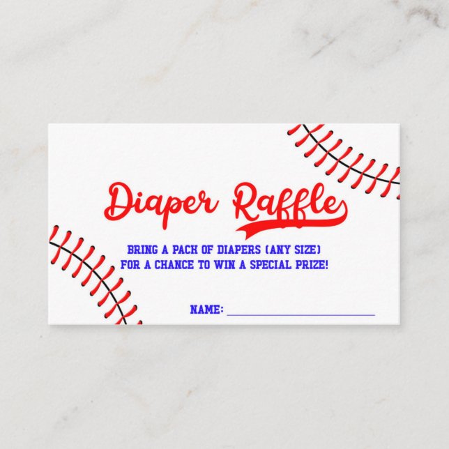 Baseball Sports Baby Shower Diaper Raffle Card (Front)