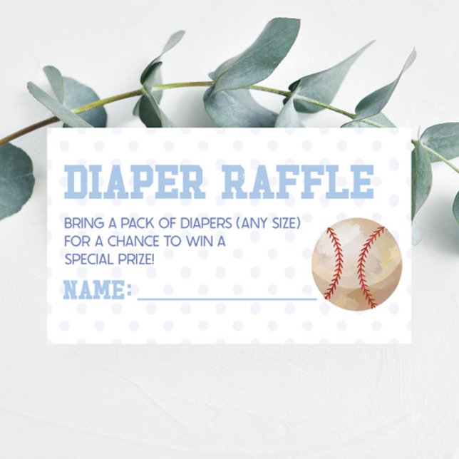Baseball Sports Baby Shower Diaper Raffle Enclosure Card (Creator Uploaded)