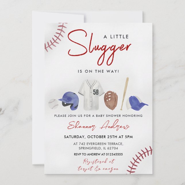 Baseball Sports Baby Shower Slugger Invitation (Front)