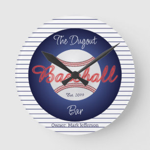 Baseball Sports Bar Sign Wall Clock