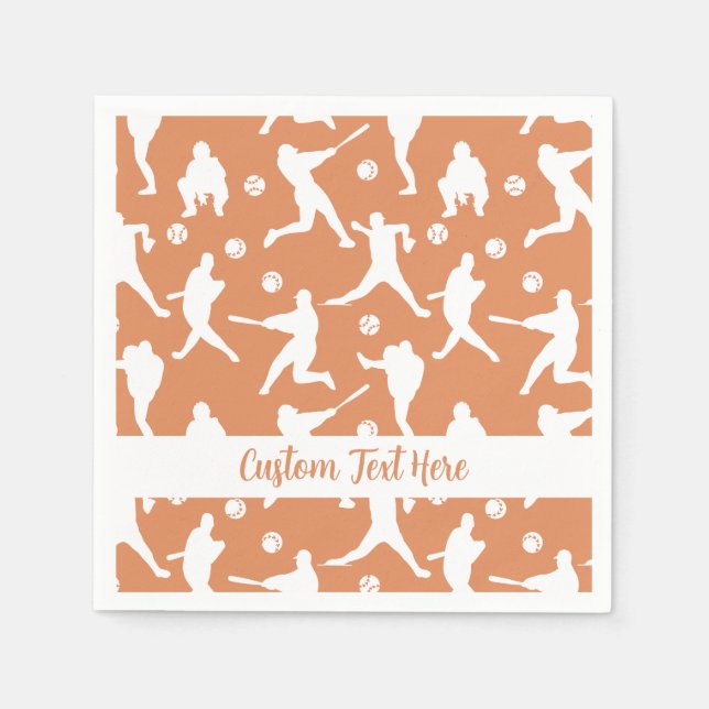 Baseball Sports Batter Pitcher Catcher Personalise Napkin (Front)