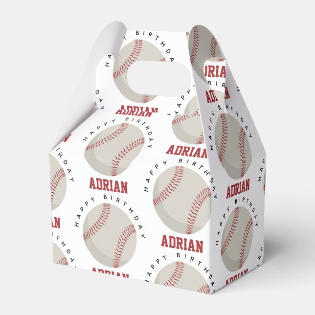 Baseball Sports Birthday Party Custom Name  Favour Box (Front Side)