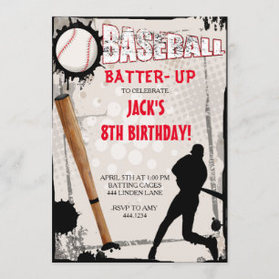 Baseball Sports Birthday Party Invitations