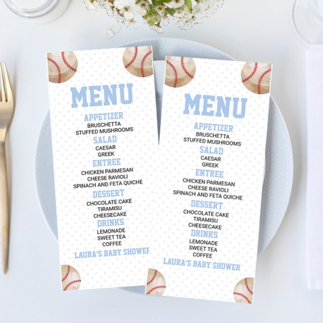Baseball Sports Blue Baby Shower Food Menu (Creator Uploaded)