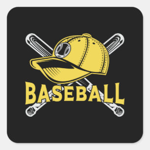 Baseball Sports Catcher Pitcher Bat Funny Gift Square Sticker