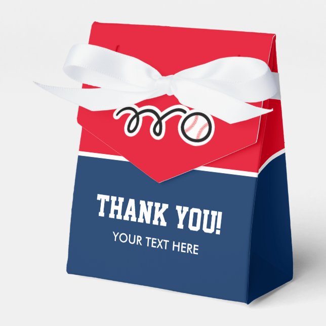 Baseball sports custom boy's Birthday thank you Favour Box (Front Side)