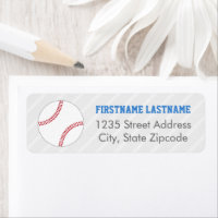 Baseball Sports Fan Grey and Blue Return Address