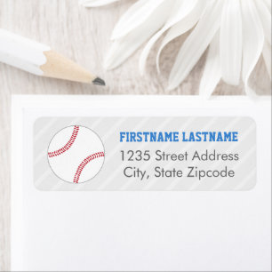Baseball Sports Fan Grey and Blue Return Address Label