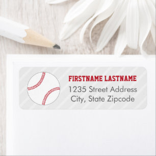 Baseball Sports Fan Grey Red Family Return Address Label